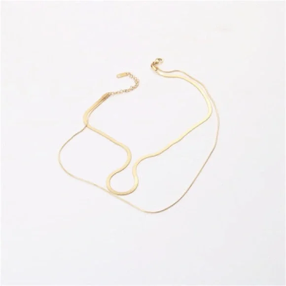 🍀Free with a min of $200 A beautiful snake link double necklace 2/$70 - Picture 3 of 5